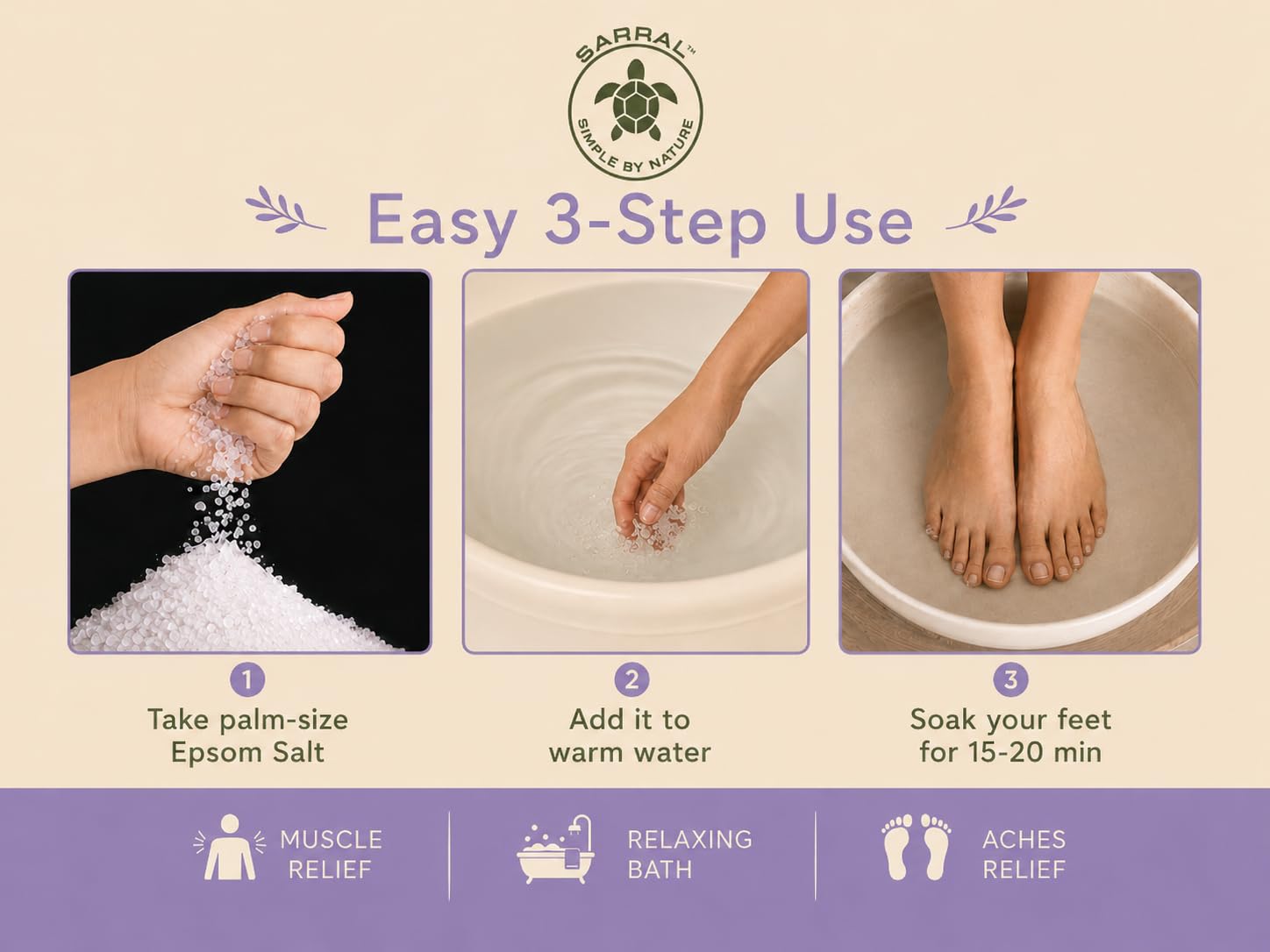 SARRAL Lavender Epsom Salt (USP Grade) 250g