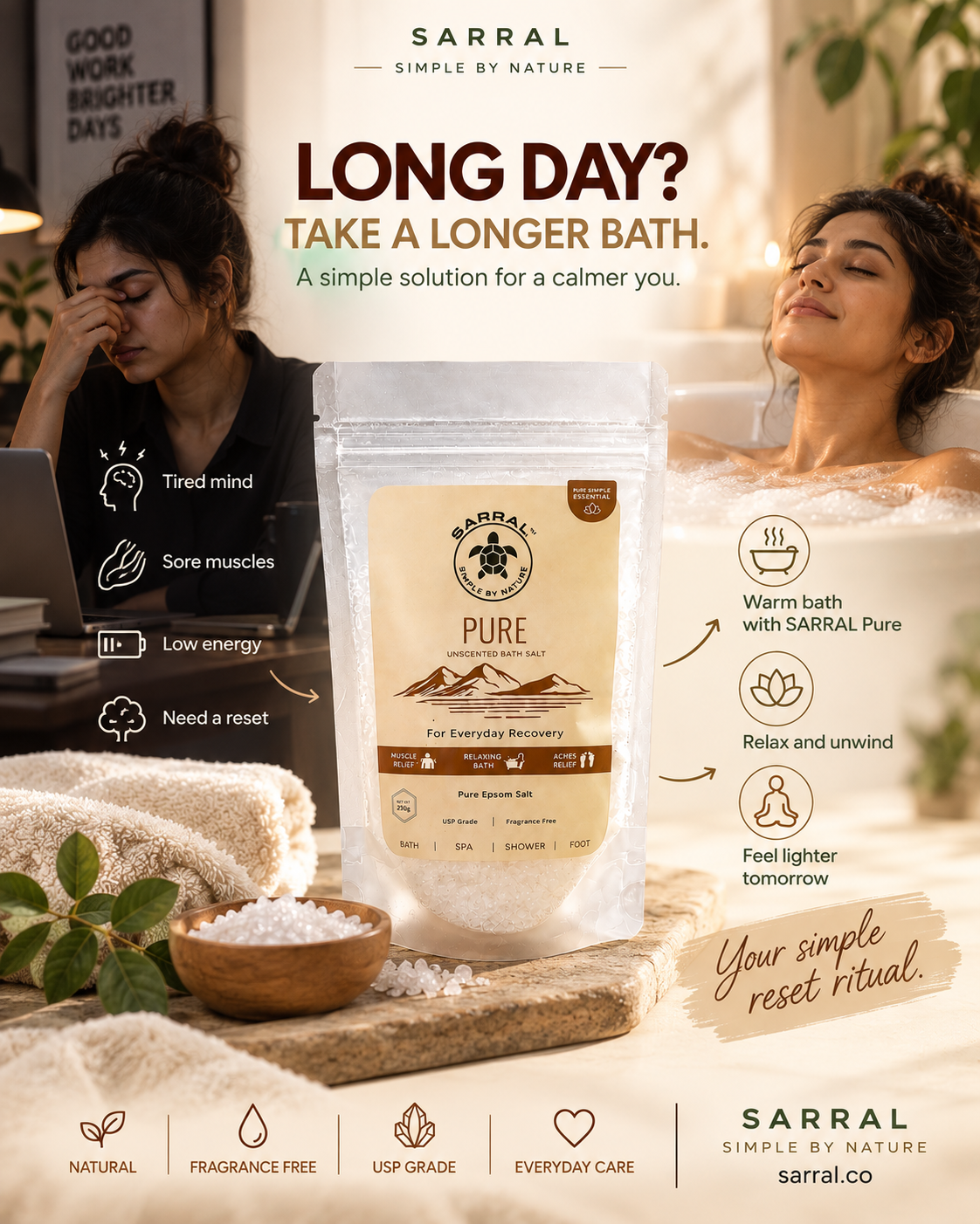 SARRAL Pure Epsom Salt (USP Grade) 250g
