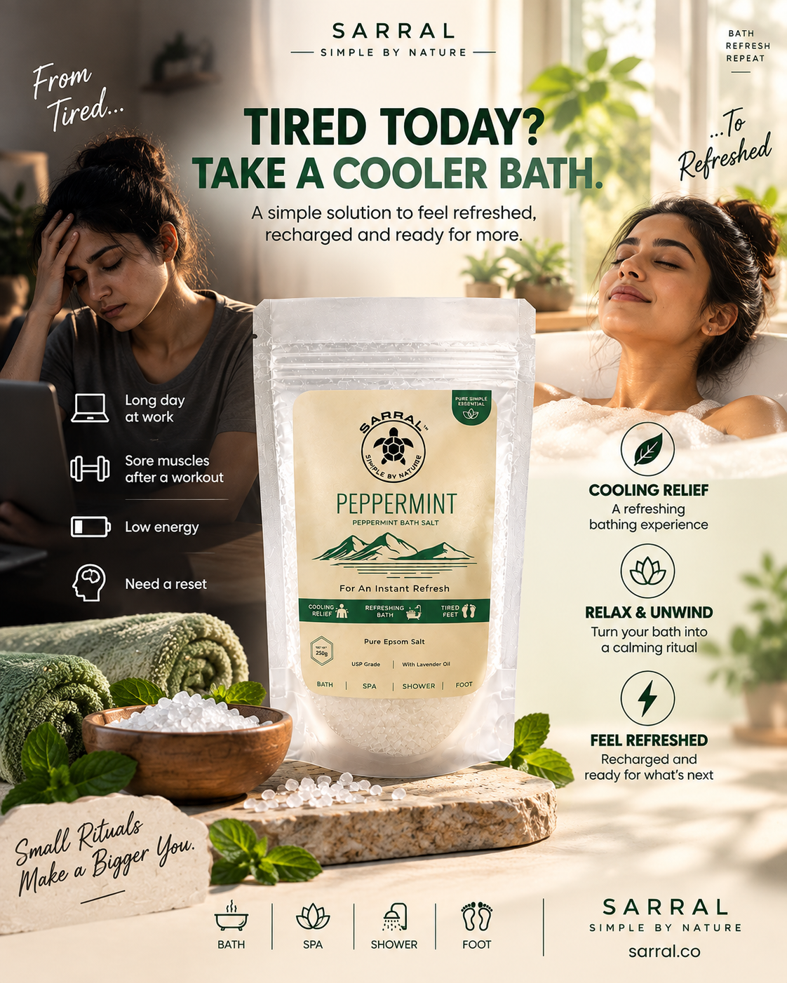 SARRAL Peppermint Epsom Salt (USP Grade) 250g