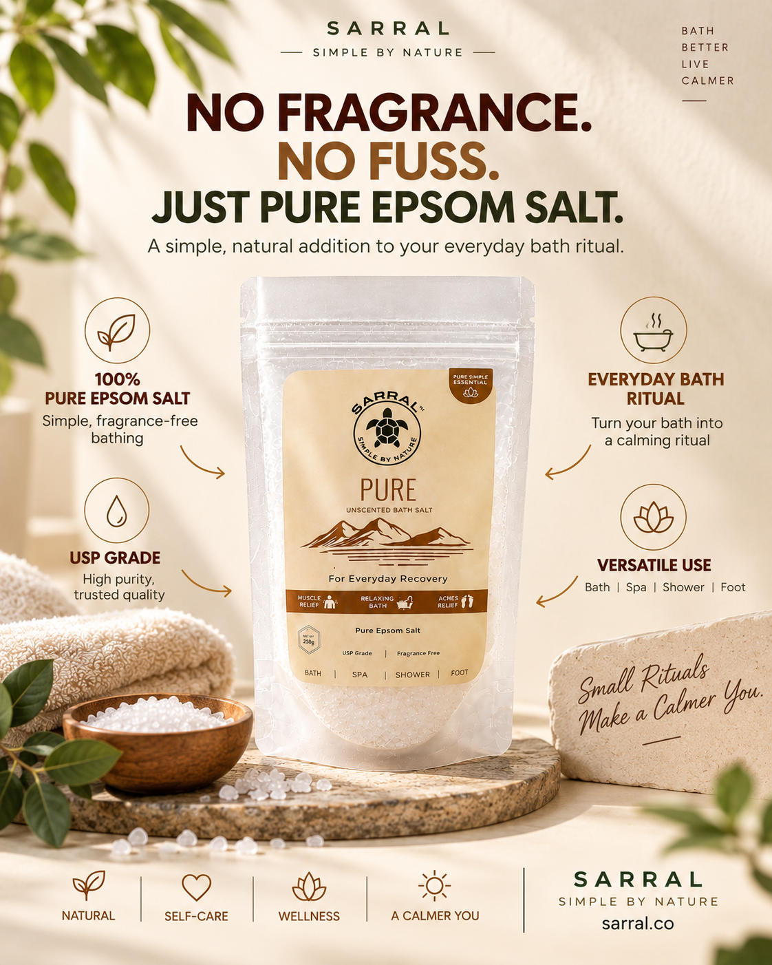 SARRAL Pure Epsom Salt (USP Grade) 250g