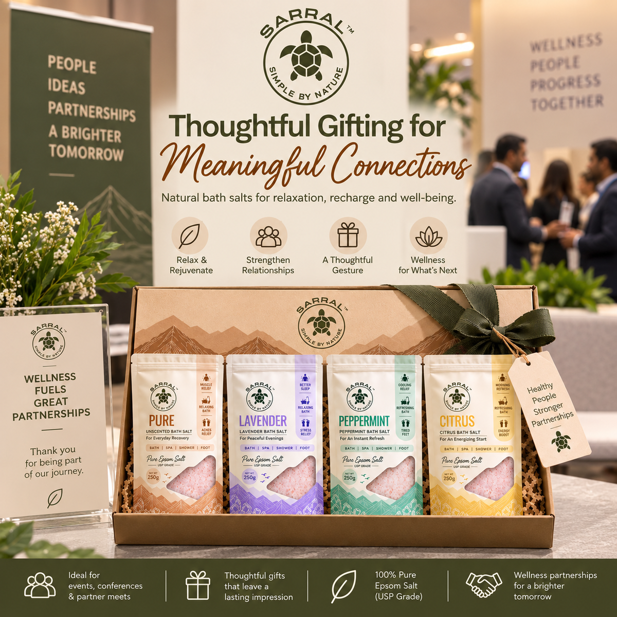 The SARRAL Wellness Gift Box - Citrus, Pure, Lavender, Peppermint Epsom Salt (4x100g)