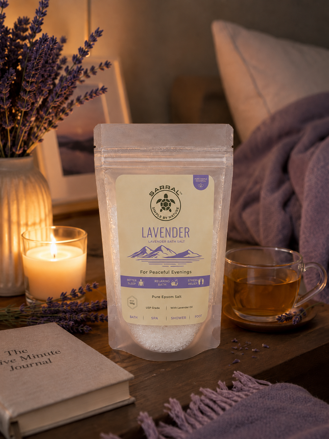 SARRAL Lavender Epsom Salt (USP Grade) 100g