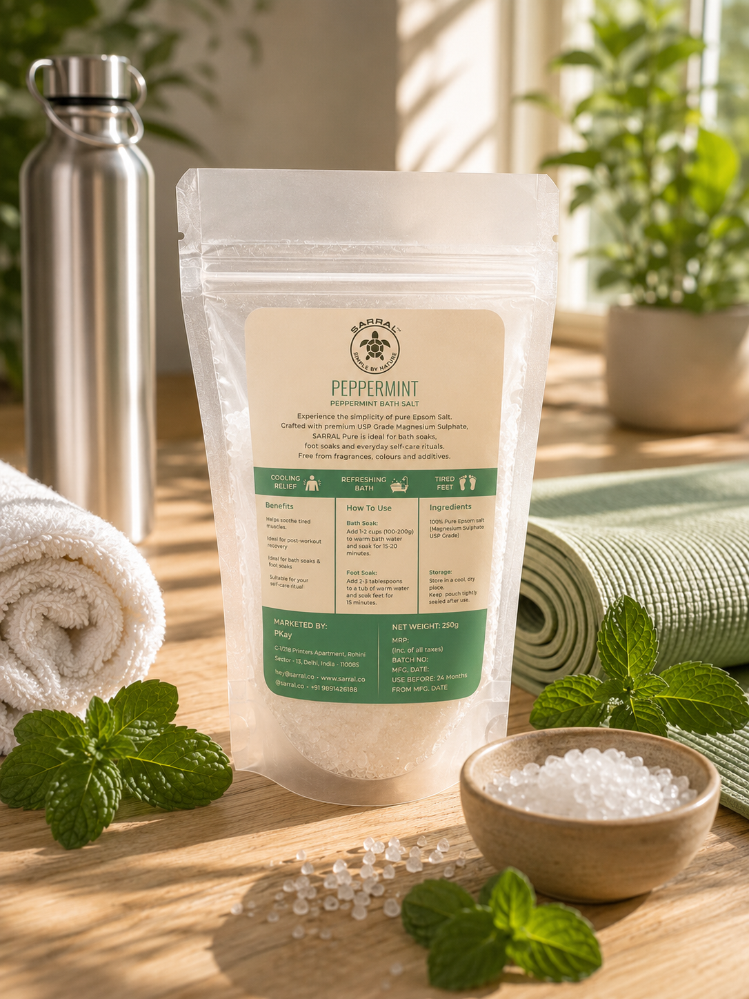 SARRAL Peppermint Epsom Salt (USP Grade) 250g