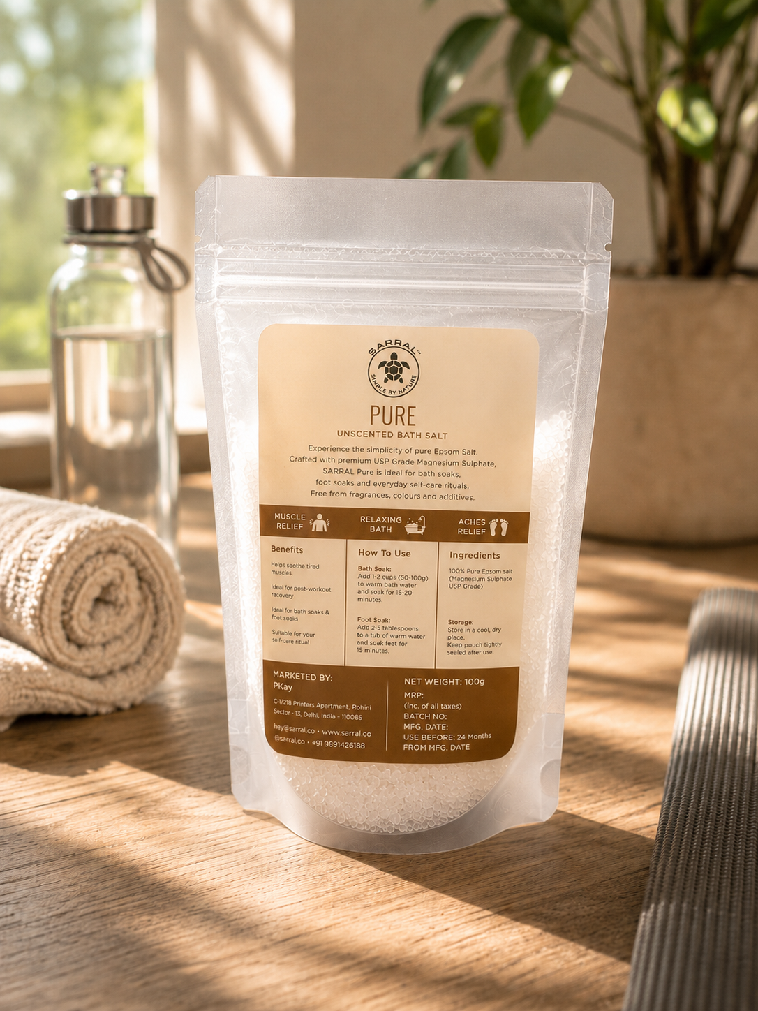 SARRAL Pure Epsom Salt (USP Grade) 100g
